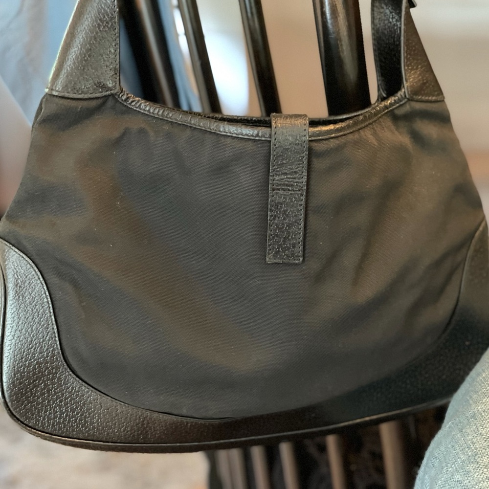 Black Gucci Jackie Canvas Shoulder Bag